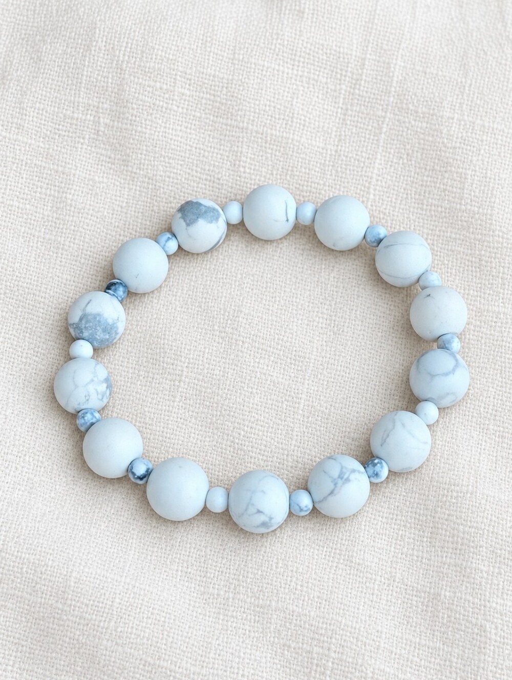 White Howlite Beaded Stretch Bracelet | Handmade